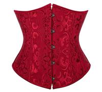 Josamogre Corset Underbust Bustier Femme Top Floral Lacet Push Up Serre Taille Sexy Gothique Halloweenn Vin Rouge 6XL