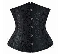 Josamogre Corset Underbust Femme Bustier Serre Taille Satin Sexy Lingerie Gothique Vintage Medieval Victorien Grande Taille Noir L