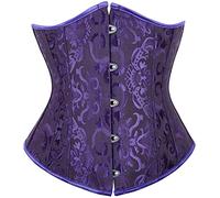 Josamogre Corset Underbust Femme Bustier Top Serre Taille Satin Sexy Lingerie Gothique Vintage Burlesque Mauve L