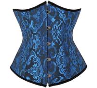 Josamogre Corset Underbust Femme Bustier Top Serre Taille Satin Sexy Lingerie Gothique Vintage Halloweenn Bleu L