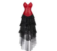 Josamogre Femme's Bustiers & Corset Robes Bustier Robes Cuir Steampunk Gothique Pirates Costume Lingerie Plus Size Rouge XXS