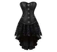 Josamogre Jupe Bustier Corset Robe Cuir Steampunk Punk Gothique Lingerie Lace Lrrégulière Costume Pirate Noir L