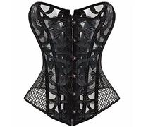 Josamogre Overbust Bustier Corset Tissu Maille Gothique Chaud Sexy Punk évider Lingerie Costume Noir L