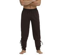 Josamogre Pantalon Pirate Homme Deguisement Renaissance Médiévaux Pantalons et Vikings avec des C?tés Pantalon Halloween Costume Marron 2XL
