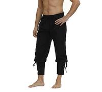 Josamogre Pantalon Pirate Homme Deguisement Renaissance Médiévaux Pantalons et Vikings avec des C?tés Pantalon Halloween Costume Noir M