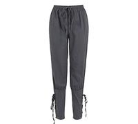 Josamogre Pantalon Pirate Homme Deguisement Renaissance Médiévaux Pantalons et Vikings avec des C?tés Pantalon Halloween Costume Gris XL