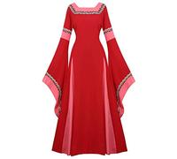 Josamogre Robes Déguisements Médiévale Renaissance Parti Costume Vintage Halloween Gothique Femmes Cosplay Rouge L