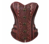 Josamogre Steampunk Overbust Corset Taille Bustier Gothique Bustier pour la Robe de soirée Top Sexy Femmes Marron l