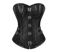 Josamogre Steampunk Overbust Corset Taille Bustier Gothique Bustier pour la Robe de soirée Top Sexy Femmes Noir s