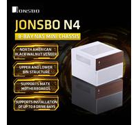 Josbo N4 multi-bay MINI NAS châssis en alliage d'aluminium Support 6 HDD SFX alimentation MATX carte mère conception silencieuse garniture en noyer White