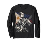 Jose Rizal Philippines Jouant de la Guitare électrique à Bascule Humour Manche Longue