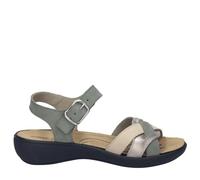 Josef Seibel IBIZA-16 Nubuck vert (kaki) Sandales confortables, fermeture à crochet et boucle réglable, semelle anatomique amovible, semelle en PU légère et talon compensé de 2,5 cm.