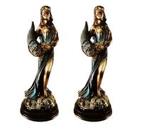 Joselin 2 Pièces Statue de Fortuna Aux Yeux Bandés Déesse Romaine Grecque Antique de la Fortune Vintage Bleu Chance Sculpture Chance Décorations Maison