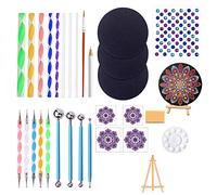 Joselin 31 PièCes/Ensemble ModèLes de Pointage Mandala Outils Ensemble Mini Plateau de Peinture Chevalet pour Peindre des Roches Coloriage Dessin et Dessin