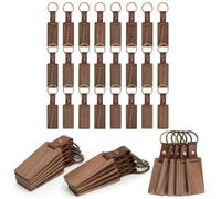 Joselin 40 Pièces de Porte-Clés en Bois Vierges avec Lanières en Cuir, Porte-Clés en Cuir Vierge pour Gravure, pour Bricolage de Diverses Étiquettes de Clés