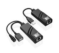 Joselin Extension USB 2.0 sur Câble Ethernet Cat5 Cat5E Cat6 Transfert Jusqu'à 100 M Récepteur RJ45 avec Adaptateur Secteur DC5V/2A (UE)