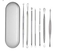 Joselin Extracteur Professionnel de Boutons à Double TêTe, Ensemble de 7 PièCes de Dissolvant de Points Noirs Dissolvant de Points Noirs de Toutes les Types de Peau Argent