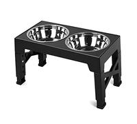 Joselin Galerie SuréLevéE pour Chien avec 2 Gamelles en Acier Inoxydable, S'Ajuste à 5 Hauteurs pour Petits et Grands Chiens, Noir