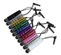 Joselin Lot de 10 mini stylets capacitifs en bleu, violet, rouge, vert, doré, noir, rose, argent, chrome pour modèles compatibles