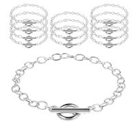 Joselin Lot de 12 bracelets à maillons pour la fabrication de , chaînes pour femme, bracelets à maillons avec fermoir à bascule OT, argent