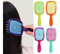 Joselin Lot de 5 peignes à bulles avec dents larges pour femme - Massage du cuir chevelu - Brosse à cheveux creux - Peigne antistatique - Outil de bricolage - Facile à utiliser