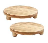 Joselin Tabouret pour Plantes en Bois, Lot de 2, Support pour Plantes en Pot de 25,4 Cm, Support Rond pour PiéDestal de Fleurs en Pot pour Affichage IntéRieur ExtéRieur