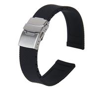 Josenidny Bande/Bracelet/Chaine de Montre en Caoutchouc de Silicone Etanche a Boucle Deployante 20mm - Noir