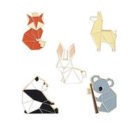 Josenidny Lot de 5 broches en émail motif animal, panda, koala, lapin, pin's pour à dos et vestes, Métal