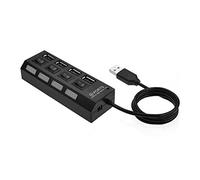 Josenidny Répartiteur USB 4 ports 2 avec interrupteur HUB 4 trous Hub USB 2.0 multifonction