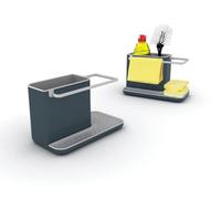 Joseph Joseph Plastique Caddy - Rangement/organiseur d'évier avec égouttoir intégré, support pour éponge, brosse, liquide vaisselle, et lavette, démontable, taille normale, Gris