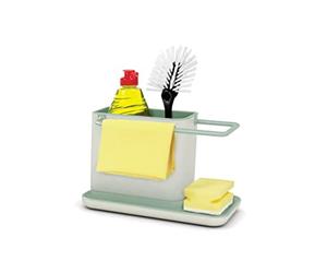 Joseph Joseph Caddy Organisateur pour évier de cuisine avec porte-éponge et porte-linge - Pierre claire/Vert sauge