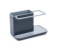 Joseph Joseph Plastique Caddy - Rangement/organiseur d'évier avec égouttoir intégré, support pour éponge, brosse, liquide vaisselle, et lavette, démontable, taille normale, Gris