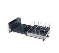 Joseph Joseph Extend Max Steel Séchoir à Vaisselle Extensible avec Compartiment à Couverts, Bec D'Égouttage Pivotant, Acier Inoxydable, Gris