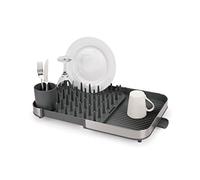 Joseph Joseph Duo Egouttoir à vaisselle extensible avec porte-couverts amovible, bec d'égouttage, acier inoxydable/gris