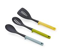 Joseph Joseph Duo Ensemble d'ustensiles 3 pièces avec repose-ustensiles intégré, Ensemble d'ustensiles de cuisine hygiéniques pour une utilisation avec des ustensiles de cuisine antiadhésifs, Opale