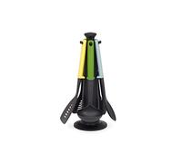 Joseph Joseph Duo Ensemble d'ustensiles de cuisine 5 pièces avec support de rangement, poignées en silicone et résistant à la chaleur, Opale