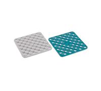 Joseph Joseph Duo Lot de 2 dessous de plat en silicone Spot-On, sets de table résistants à la chaleur pour casseroles et poêles, bleu/blanc