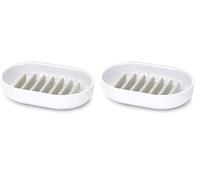 Joseph Joseph Duo Porte-Savon à égouttage Rapide avec Support de séchage Amovible, Blanc (Lot de 2)