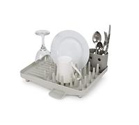 Joseph Joseph Duo Séchoir à vaisselle compact, égouttoir à vaisselle de cuisine avec pot à ustensiles et bec d'égouttage, gris