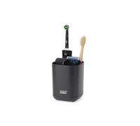 Joseph Joseph Easy-Store Porte-Brosse à Dents et Dentifrice, Compatible avec Brosses à Dents Électriques et Traditionnelles, 3 Compartiments, Noir Mat