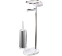 JOSEPH JOSEPH EasyStore Plus Distributeur de papier toilette avec brosse pour toilettes en acier inoxydable