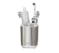 Joseph Joseph EasyStore- Porte-brosse à dents et dentifrice, compatible avec les brosses à dents électriques et traditionnelles, 3 compartiments, rangement détachable salle de bain- Moyen, Acier Inox
