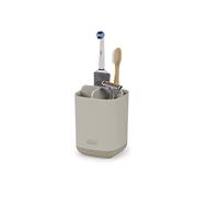 Joseph Joseph EasyStore- Porte-brosse à dents et dentifrice, compatible avec les brosses à dents électriques et traditionnelles, 3 compartiments, rangement détachable salle de bain- Moyen, Beige