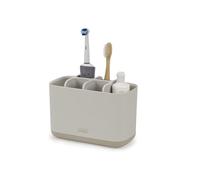 Joseph Joseph Porte-brosse à dents EasyStore – 6 compartiments, récipient amovible, grand, Beige