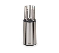 Joseph Joseph Elevate - Ensemble carrousel de couteaux en acier de 5 pièces avec bloc de couteaux rotatif en acier inoxydable, lames japonaises en acier inoxydable, base antidérapante