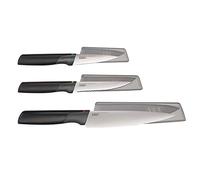 Joseph Joseph Elevate Ensemble de couteaux 3 pièces, lames en acier inoxydable japonais, comprend un couteau d'office, un couteau dentelé et un couteau de chef avec étui de protection