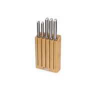 Joseph Joseph Elevate Ensemble de Couteaux de Cuisine Professionnelle, 5 Pièces, Acier Inoxydable Japonais avec Bloc de rangement en Bois, Couteau de Chef, Pain, Santoku