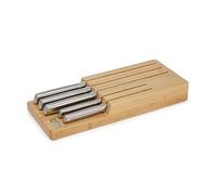 Joseph Joseph Elevate Ensemble de Couteaux de Cuisine Professionnelle, 5 Pièces, Acier Inoxydable Japonais avec Bloc de rangement en Bois pour Tiroir, Couteau de Chef, Pain, Santoku