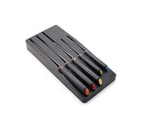 Joseph Joseph Elevate Lot de 5 Couteaux de Cuisine, Acier Inoxydable Japonais, Ensemble de Couteaux Avec Bloc de Rangement pour Tiroir, Noir