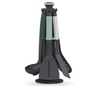 Joseph Joseph Elevate Lot de 6 Ustensiles de cuisine en Nylon, Antiadhésif et Résistant à la chaleur jusqu'à 200 ℃ avec Porte-Ustensiles Rotatif, Vert